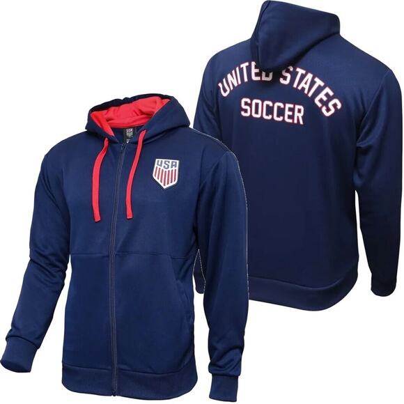 Icon Sports Men's USA Soccer National Team Full Zip Hoodie Sweatshirt in Navy - Picture 1 of 3